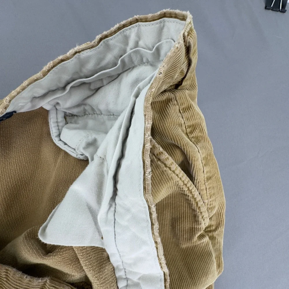 Vintage Polo Ralph Lauren Corduroy Pants Mens 36x32 Tan Khaki Cords Flat Front